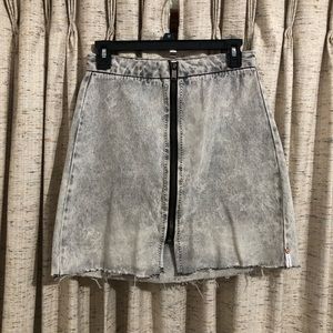 One X One Teaspoon Acid Wash Exposed Zipper Denim Skirt